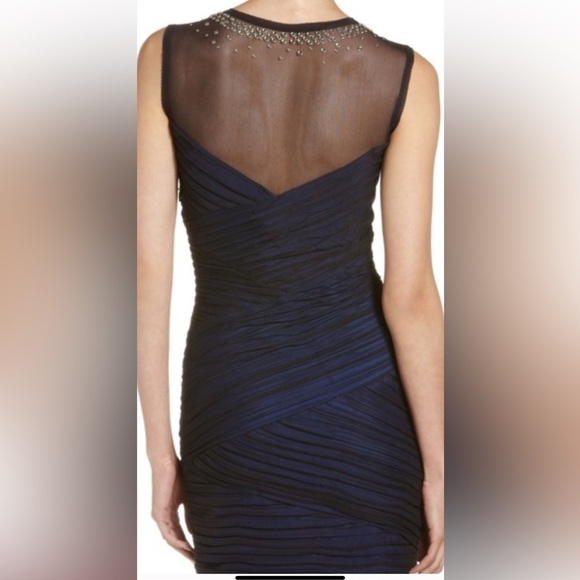 BCBG MaxAzria Size Xs blue/Black mini dress with rhinestone detail sleev… - Picture 2 of 6